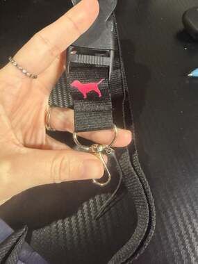 Victoria's Secret PINK Love Pink Black and Pink Lanyard with Detachable Clip